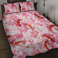 Pink Palaka Hawaii Aloha Quilt Bed Set Koi Pond Mix Sakura - Polynesian Pride