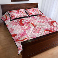 Pink Palaka Hawaii Aloha Quilt Bed Set Koi Pond Mix Sakura - Polynesian Pride