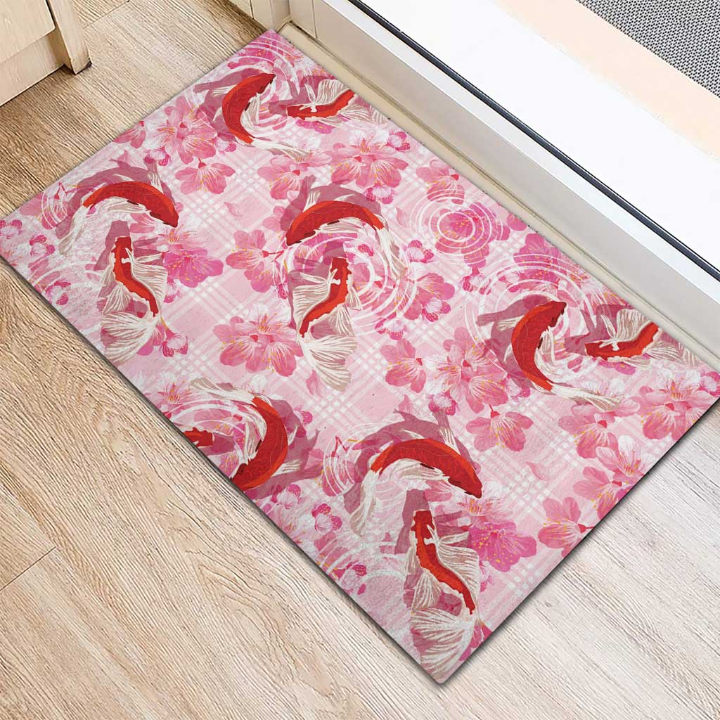 Pink Palaka Hawaii Aloha Rubber Doormat Koi Pond Mix Sakura LT7 - Polynesian Pride