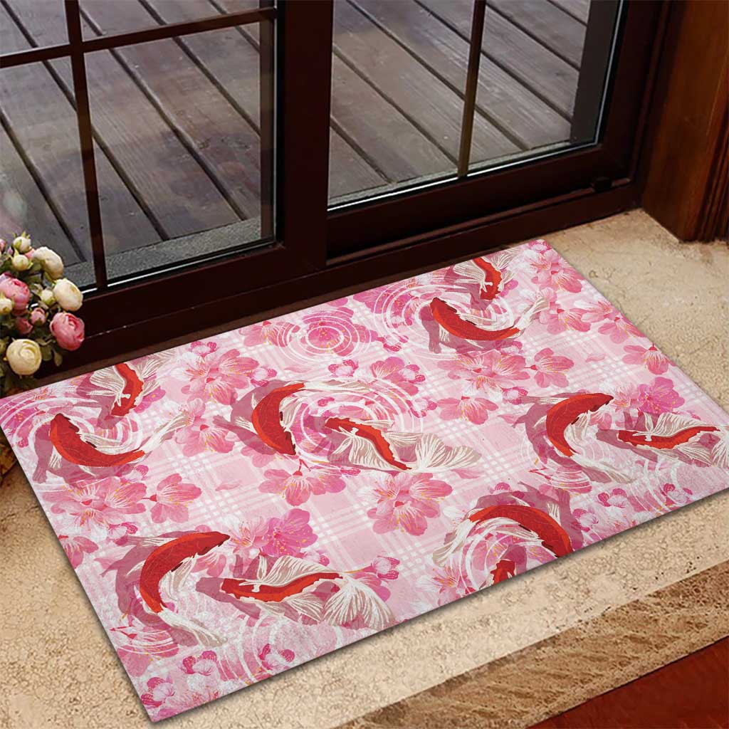 Pink Palaka Hawaii Aloha Rubber Doormat Koi Pond Mix Sakura LT7 - Polynesian Pride