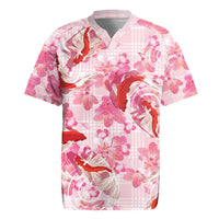 Pink Palaka Hawaii Aloha Rugby Jersey Koi Pond Mix Sakura LT7 Pink - Polynesian Pride