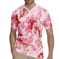 Pink Palaka Hawaii Aloha Rugby Jersey Koi Pond Mix Sakura LT7 - Polynesian Pride