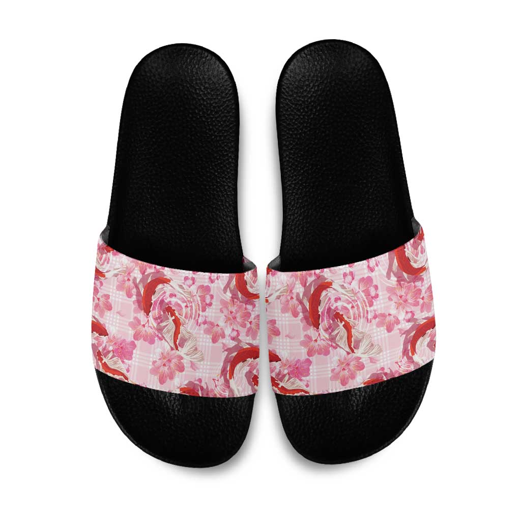 Pink Palaka Hawaii Aloha Slide Sandals Koi Pond Mix Sakura LT7 Pink - Polynesian Pride