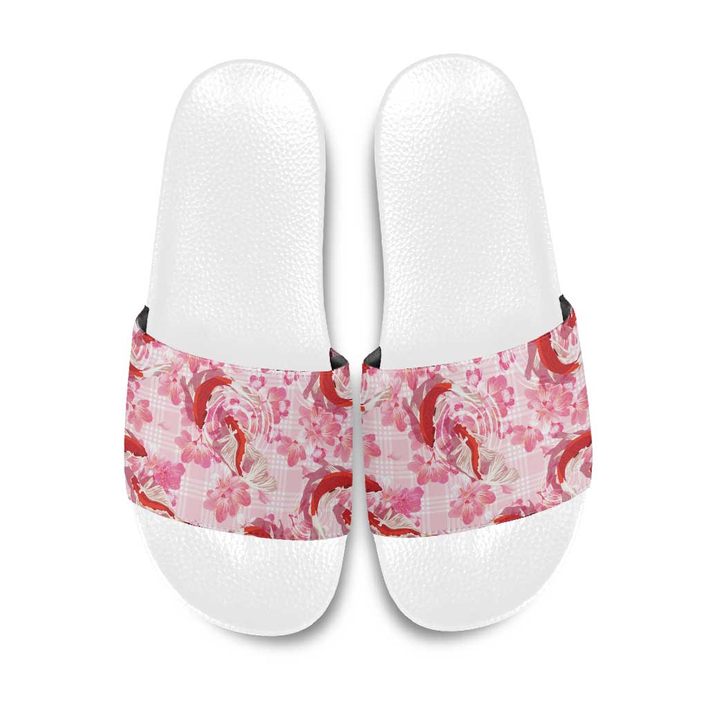 Pink Palaka Hawaii Aloha Slide Sandals Koi Pond Mix Sakura LT7 Pink - Polynesian Pride