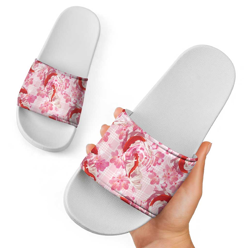 Pink Palaka Hawaii Aloha Slide Sandals Koi Pond Mix Sakura LT7 - Polynesian Pride