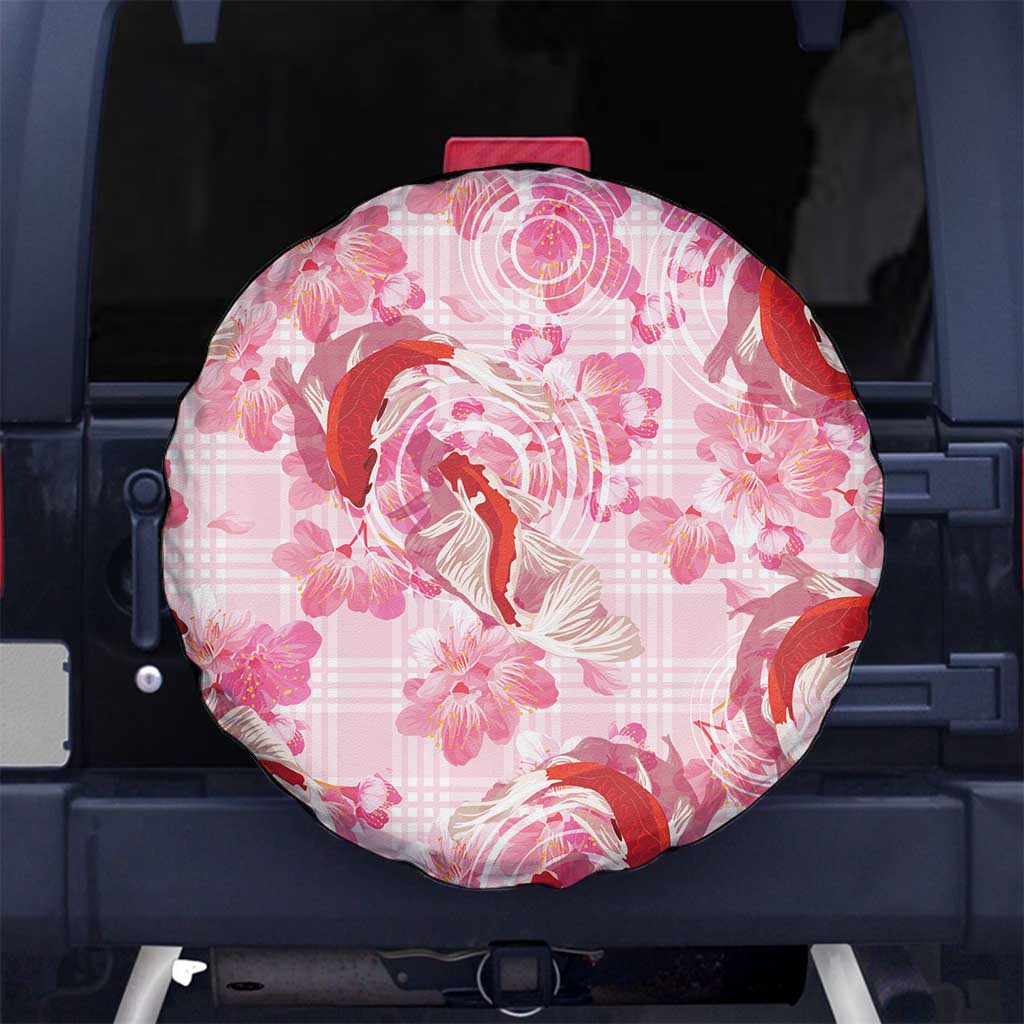 Pink Palaka Hawaii Aloha Spare Tire Cover Koi Pond Mix Sakura - Polynesian Pride