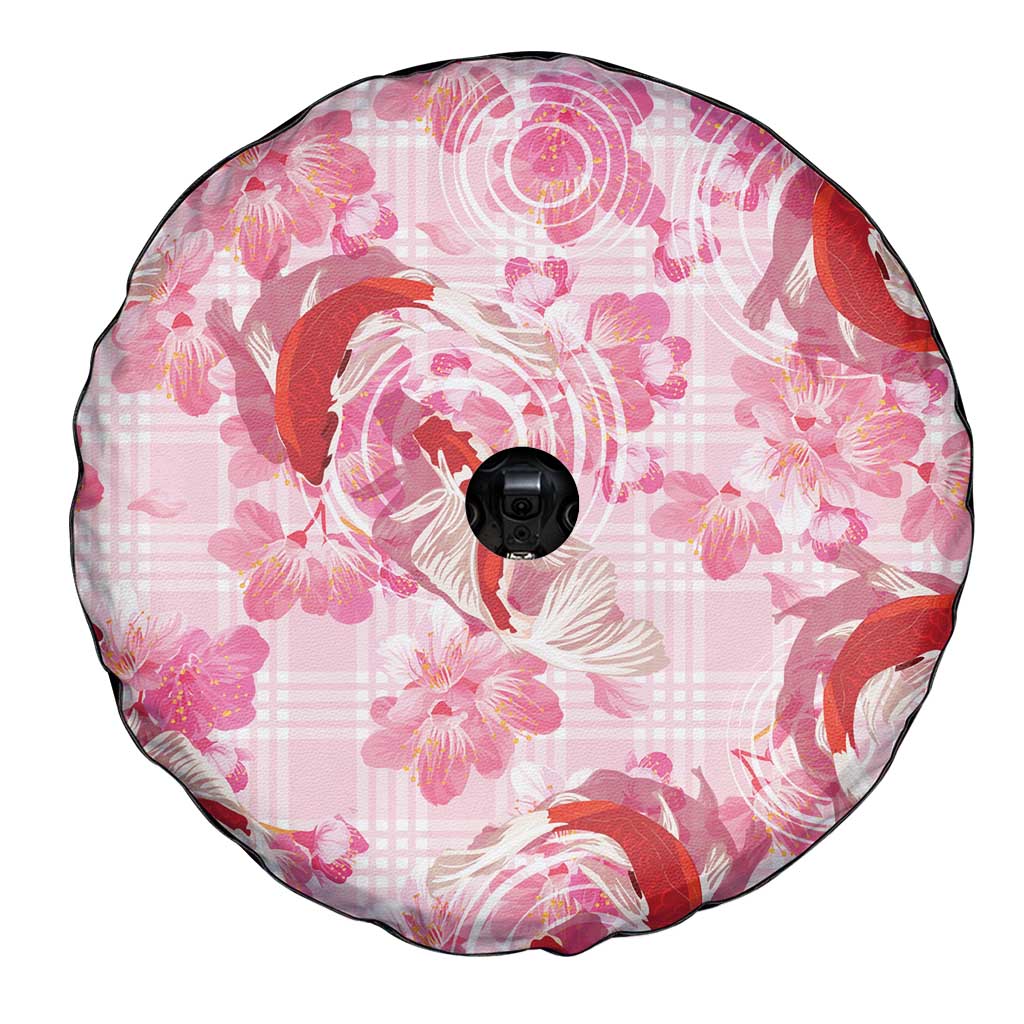 Pink Palaka Hawaii Aloha Spare Tire Cover Koi Pond Mix Sakura - Polynesian Pride