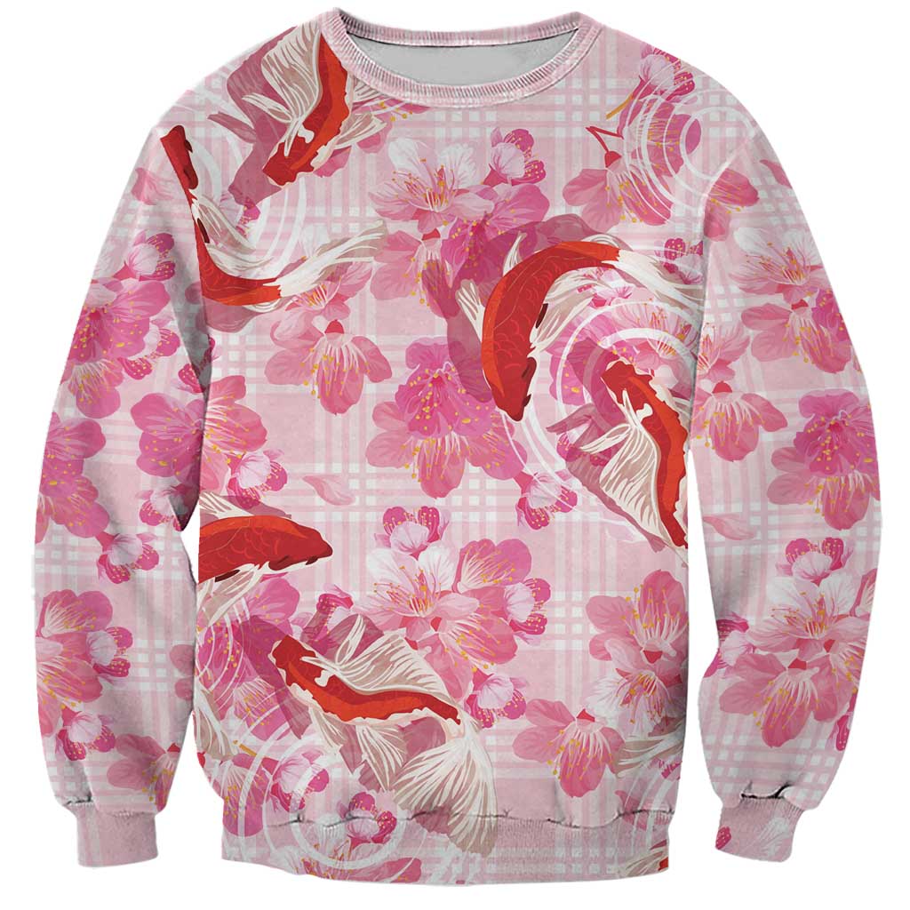 Pink Palaka Hawaii Aloha Sweatshirt Koi Pond Mix Sakura LT7 Unisex Pink - Polynesian Pride