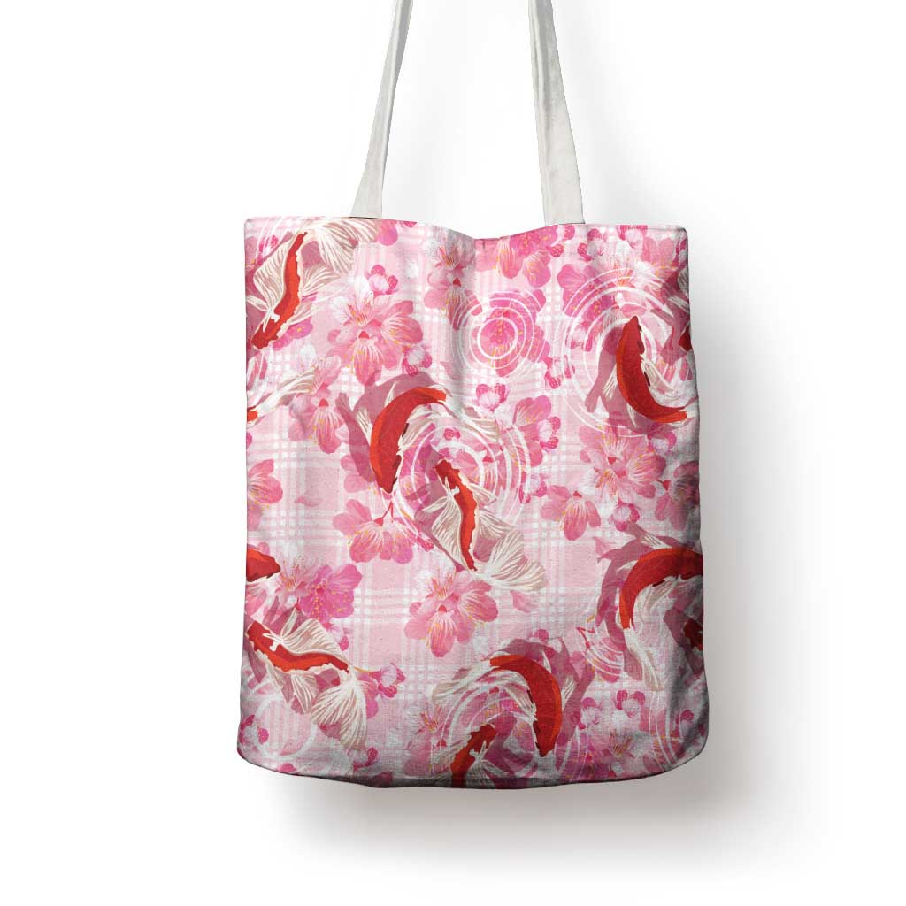 Pink Palaka Hawaii Aloha Tote Bag Koi Pond Mix Sakura - Polynesian Pride
