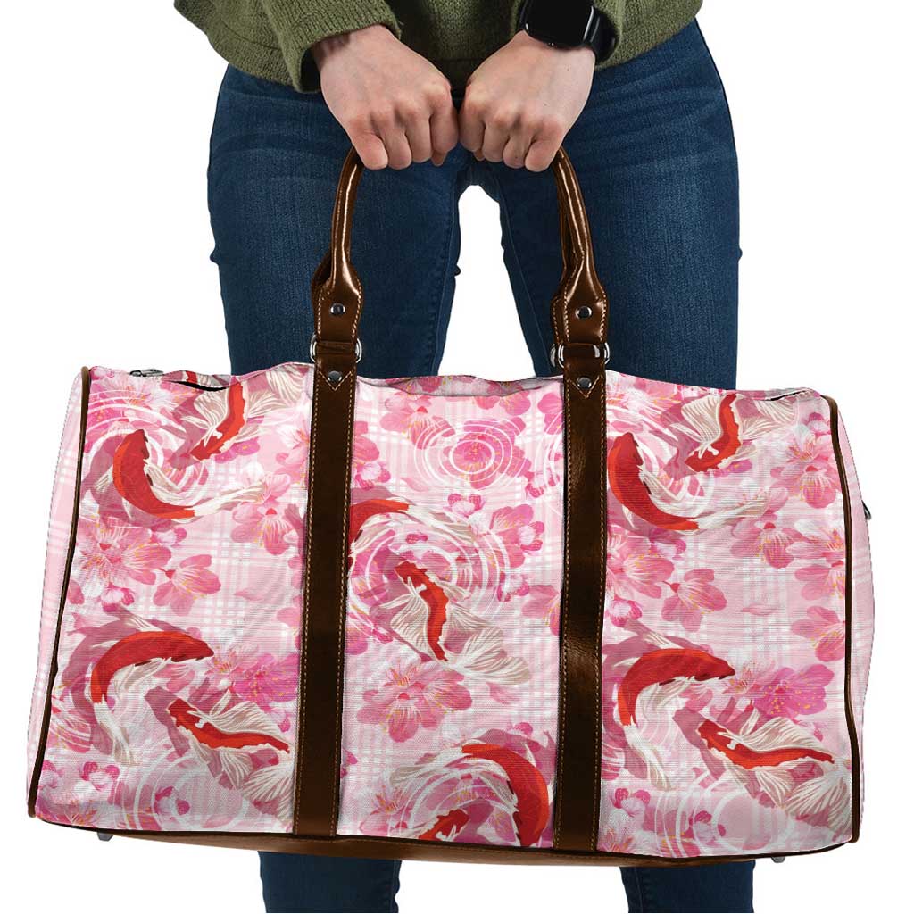 Pink Palaka Hawaii Aloha Travel Bag Koi Pond Mix Sakura LT7 Pink - Polynesian Pride