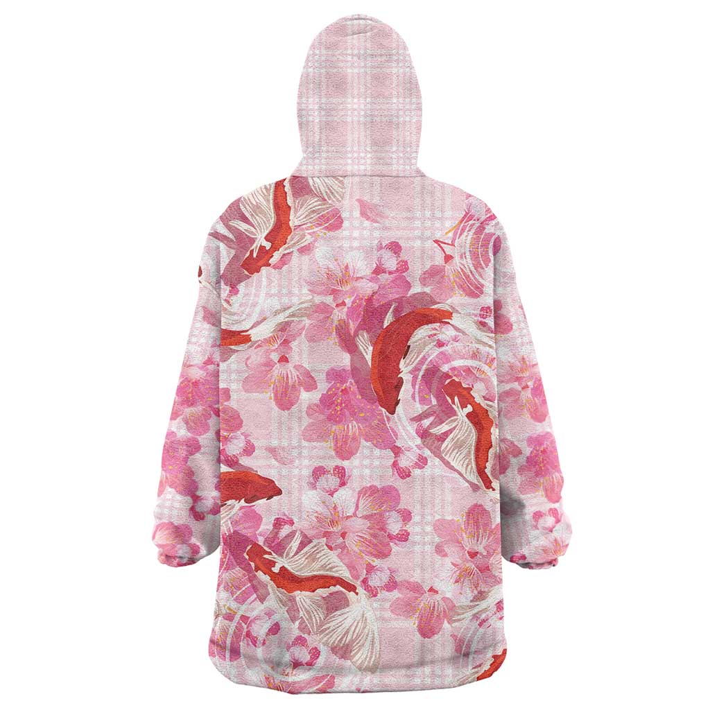 Pink Palaka Hawaii Aloha Wearable Blanket Hoodie Koi Pond Mix Sakura LT7 - Polynesian Pride
