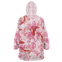 Pink Palaka Hawaii Aloha Wearable Blanket Hoodie Koi Pond Mix Sakura LT7 - Polynesian Pride