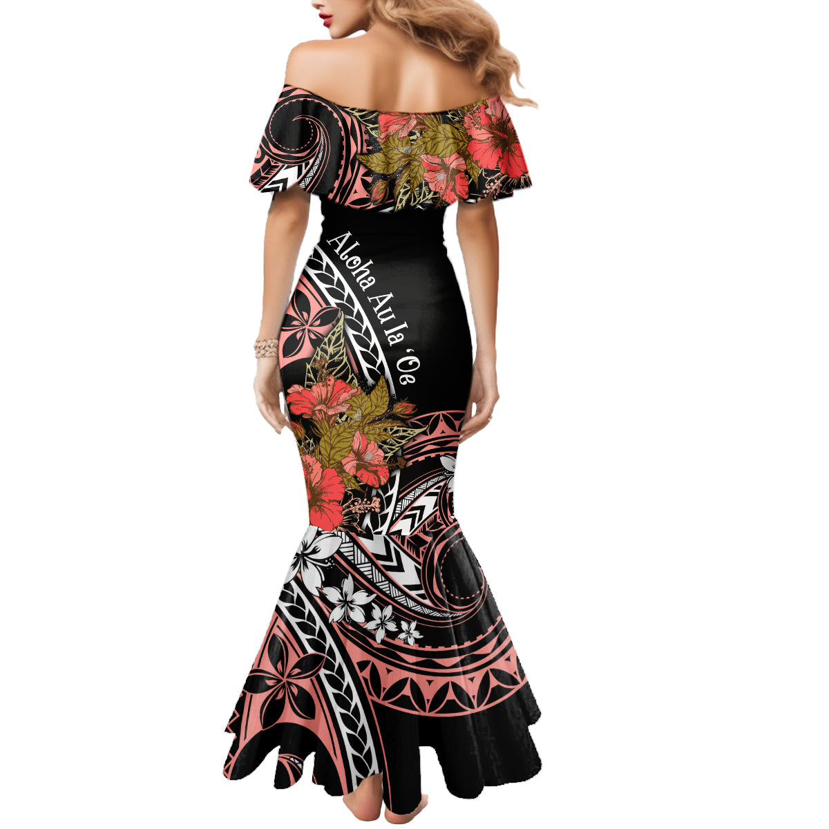 Hawaii Valentine Mermaid Dress Plumeria Aloha Wau Ia Oe LT7 - Polynesian Pride