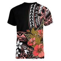 Hawaii Valentine Women V Neck T Shirt Plumeria Aloha Wau Ia Oe LT7 - Polynesian Pride