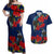 New Zealand Couples Matching Off Shoulder Maxi Dress and Hawaiian Shirt Tui Couple with Pohutukawa LT7 Blue - Polynesian Pride