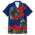 New Zealand Family Matching Long Sleeve Bodycon Dress and Hawaiian Shirt Tui Couple with Pohutukawa LT7 Dad's Shirt - Short Sleeve Blue - Polynesian Pride