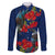 New Zealand Family Matching Long Sleeve Bodycon Dress and Hawaiian Shirt Tui Couple with Pohutukawa LT7 Dad's Shirt - Long Sleeve Blue - Polynesian Pride