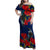 New Zealand Family Matching Off Shoulder Maxi Dress and Hawaiian Shirt Tui Couple with Pohutukawa LT7 Mom's Dress Blue - Polynesian Pride