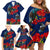 New Zealand Family Matching Off Shoulder Short Dress and Hawaiian Shirt Tui Couple with Pohutukawa LT7 - Polynesian Pride