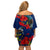 New Zealand Off Shoulder Short Dress Tui Couple with Pohutukawa LT7 - Polynesian Pride