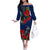 New Zealand Off The Shoulder Long Sleeve Dress Tui Couple with Pohutukawa LT7 Women Blue - Polynesian Pride