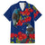 New Zealand Pohutukawa with Tui Birds Family Matching Long Sleeve Bodycon Dress and Hawaiian Shirt Version 2 LT7 Dad's Shirt - Short Sleeve Blue - Polynesian Pride