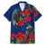 New Zealand Pohutukawa with Tui Birds Family Matching Mermaid Dress and Hawaiian Shirt Version 2 LT7 Dad's Shirt - Short Sleeve Blue - Polynesian Pride