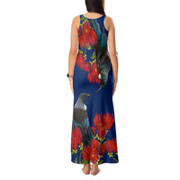 New Zealand Pohutukawa with Tui Birds Tank Maxi Dress Version 2 LT7 - Polynesian Pride