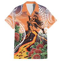 Hawaii Women's Day Tribal Family Matching Off Shoulder Maxi Dress and Hawaiian Shirt Pele Honua Mea