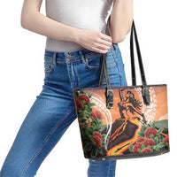Hawaii Women's Day Tribal Leather Tote Bag Pele Honua Mea LT7 - Polynesian Pride