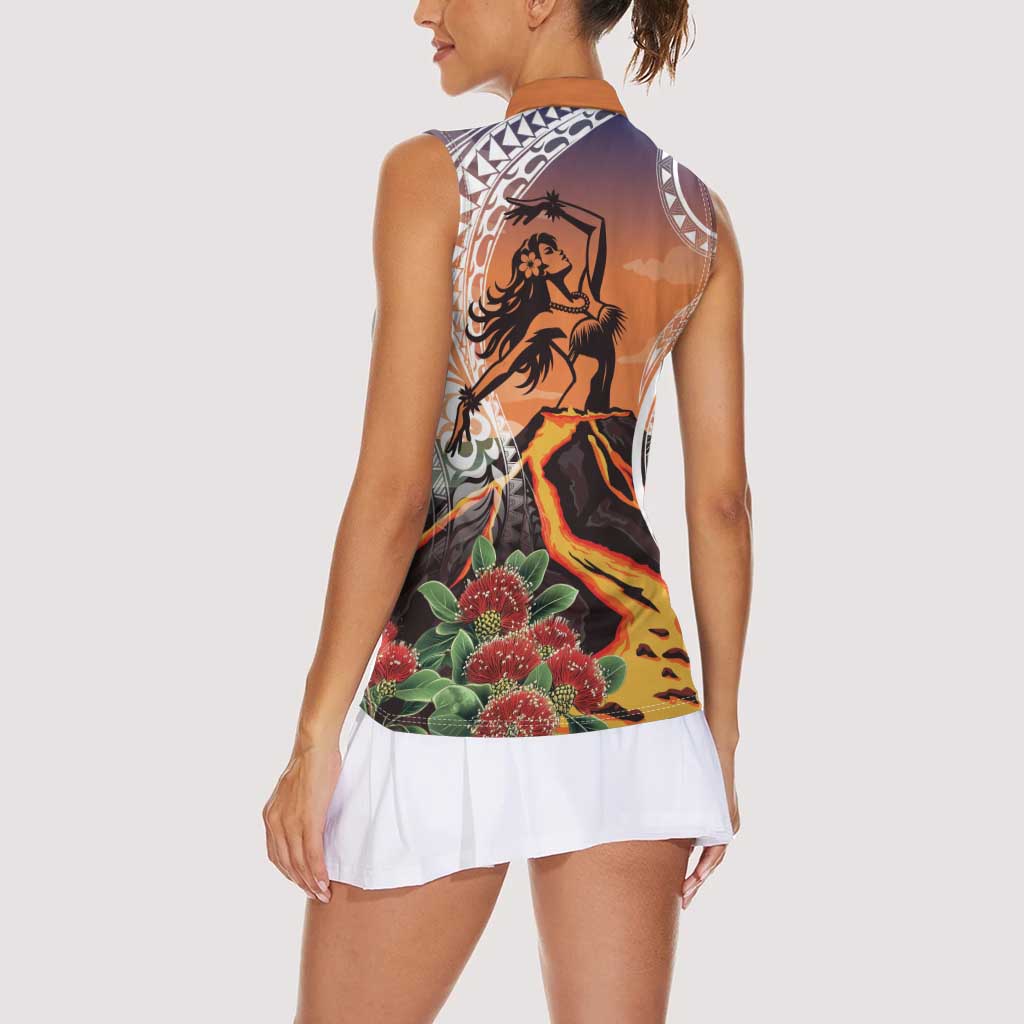 Hawaii Women's Day Tribal Women Sleeveless Polo Shirt Pele Honua Mea LT7 - Polynesian Pride