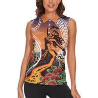 Hawaii Women's Day Tribal Women Sleeveless Polo Shirt Pele Honua Mea LT7 - Polynesian Pride