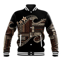 Samoa Siapo Mamanu Baseball Jacket Waves Motifs LT7 Unisex Black - Polynesian Pride