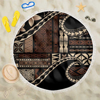 Samoa Siapo Mamanu Beach Blanket Waves Motifs LT7 One Size 150cm Black - Polynesian Pride