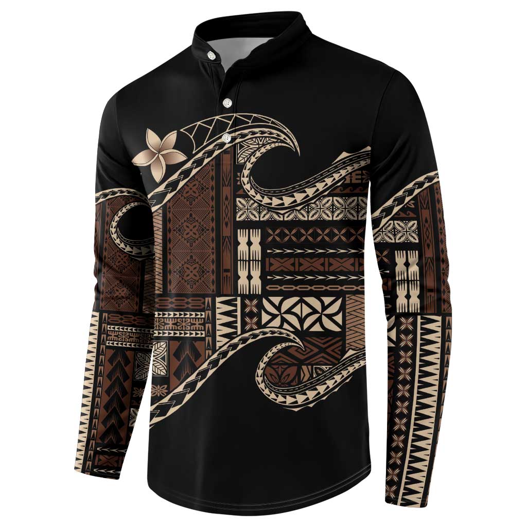 Samoa Siapo Mamanu Button Sweatshirt Waves Motifs LT7 - Polynesian Pride