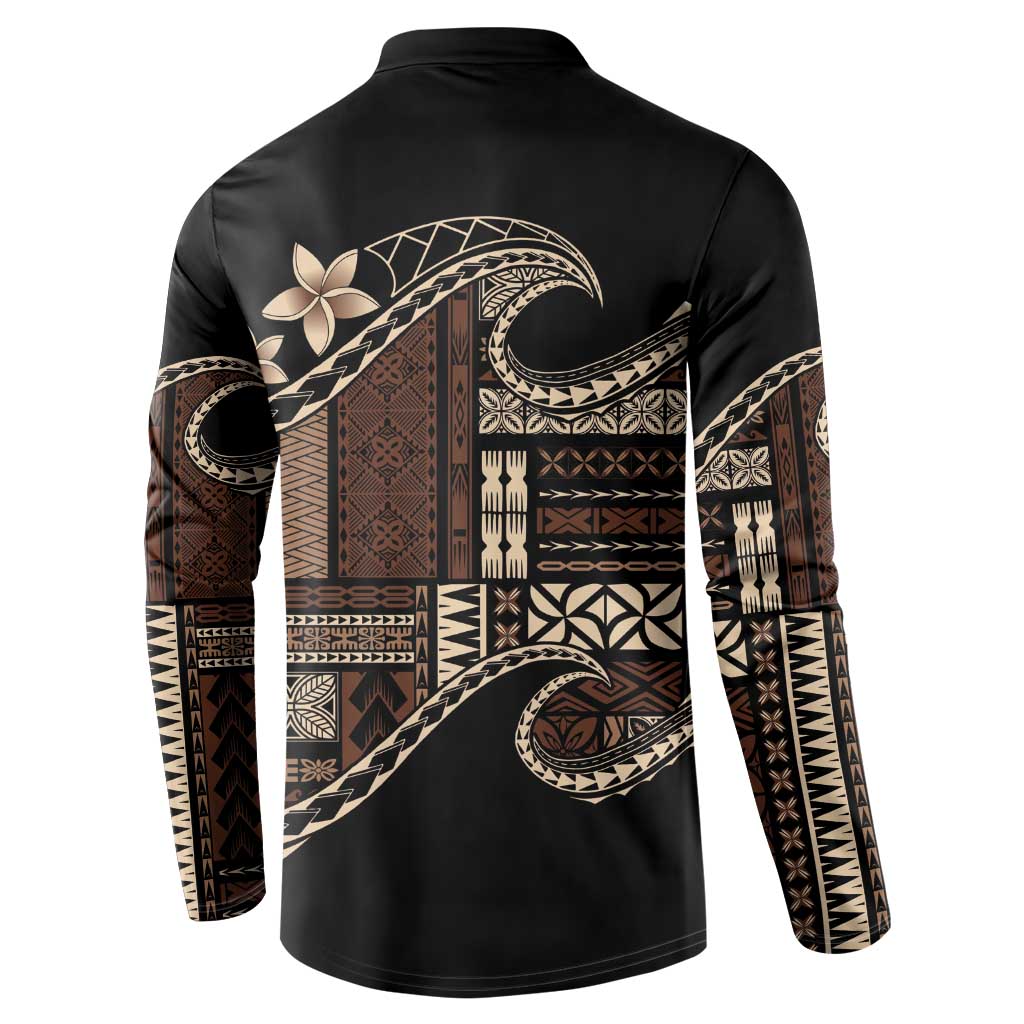 Samoa Siapo Mamanu Button Sweatshirt Waves Motifs LT7 - Polynesian Pride