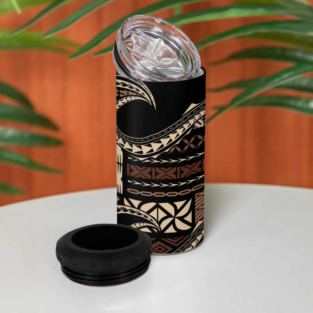 Samoa Siapo Mamanu 4 in 1 Can Cooler Tumbler Waves Motifs LT7 - Polynesian Pride