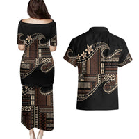 Samoa Siapo Mamanu Couples Matching Puletasi and Hawaiian Shirt Waves Motifs LT7 - Polynesian Pride