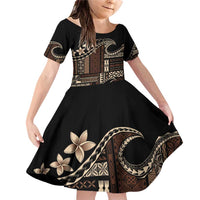 Samoa Siapo Mamanu Family Matching Off Shoulder Short Dress and Hawaiian Shirt Waves Motifs