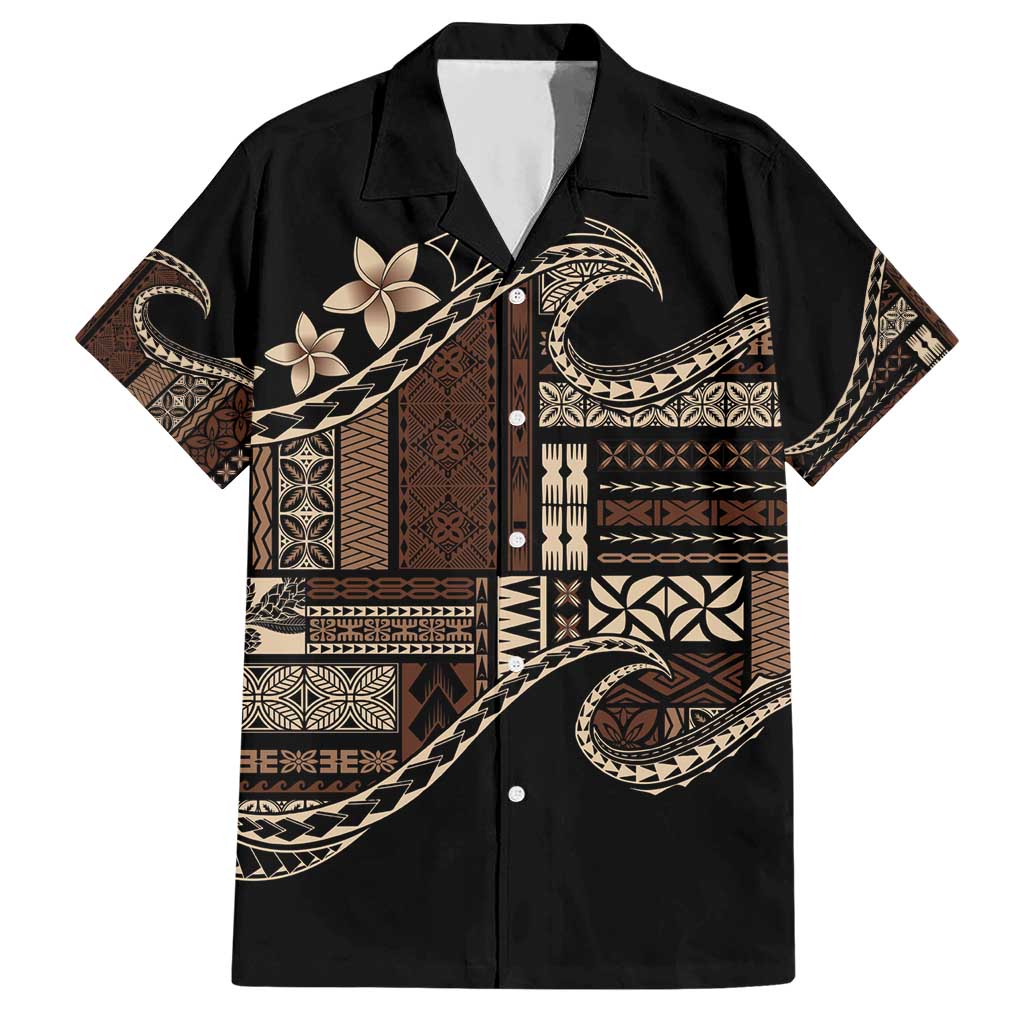 Samoa Siapo Mamanu Hawaiian Shirt Waves Motifs LT7 Black - Polynesian Pride
