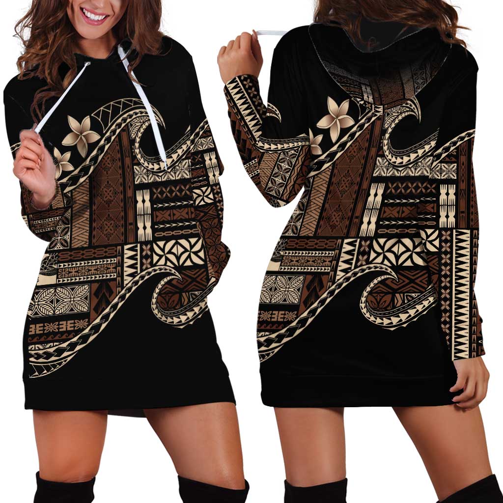 Samoa Siapo Mamanu Hoodie Dress Waves Motifs LT7 - Polynesian Pride