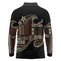 Samoa Siapo Mamanu Long Sleeve Polo Shirt Waves Motifs