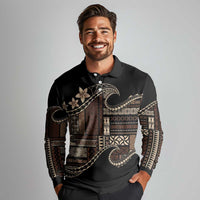 Samoa Siapo Mamanu Long Sleeve Polo Shirt Waves Motifs