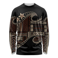 Samoa Siapo Mamanu Long Sleeve Shirt Waves Motifs LT7 Unisex Black - Polynesian Pride