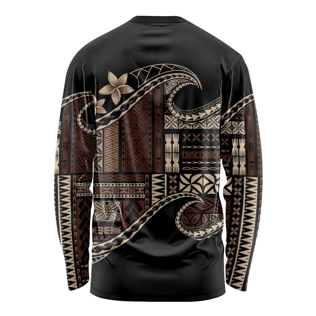 Samoa Siapo Mamanu Long Sleeve Shirt Waves Motifs LT7 - Polynesian Pride