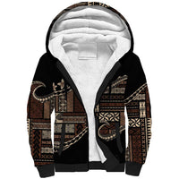 Samoa Siapo Mamanu Sherpa Hoodie Waves Motifs LT7 Unisex Black - Polynesian Pride