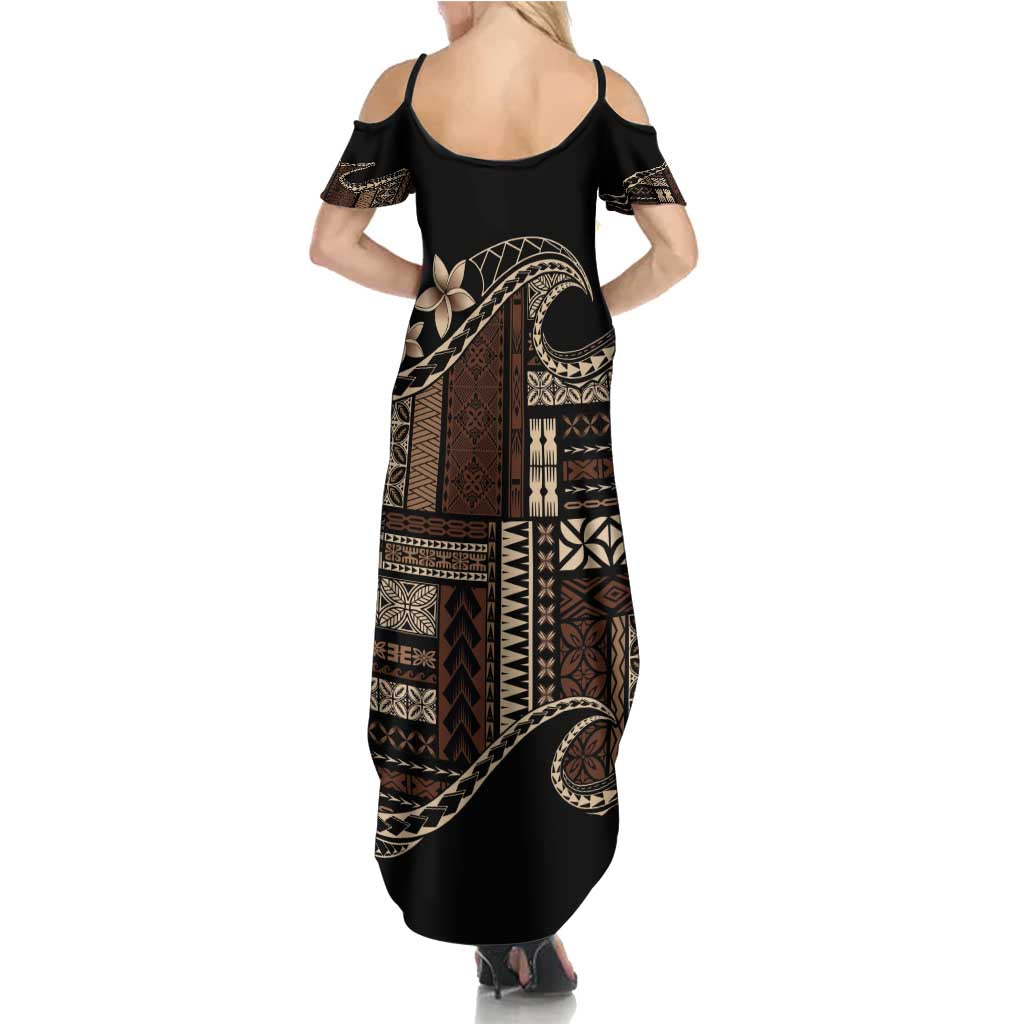 Samoa Siapo Mamanu Summer Maxi Dress Waves Motifs LT7 - Polynesian Pride