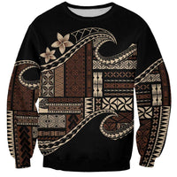 Samoa Siapo Mamanu Sweatshirt Waves Motifs LT7 Unisex Black - Polynesian Pride