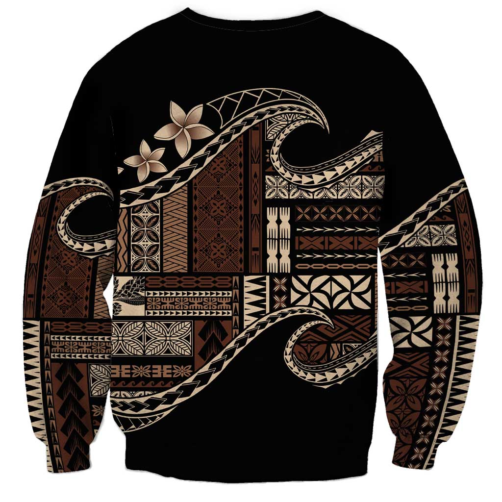 Samoa Siapo Mamanu Sweatshirt Waves Motifs LT7 - Polynesian Pride