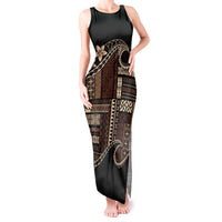 Samoa Siapo Mamanu Tank Maxi Dress Waves Motifs LT7 Women Black - Polynesian Pride